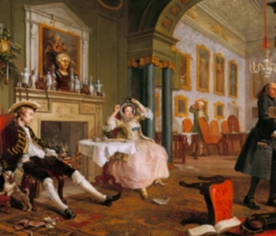 "Matrimonio &aacute; moda-2" (1743), &oacute;leo sobre tea.