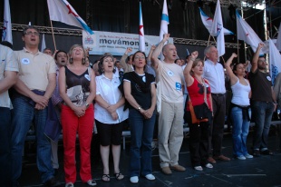 Os respons&aacute;beis do BNG interpretan o Himno / IGC