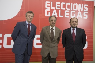 Afonso Rueda, Ricardo Varela e Alfredo Su&aacute;rez Canal, &aacute; porta do debate