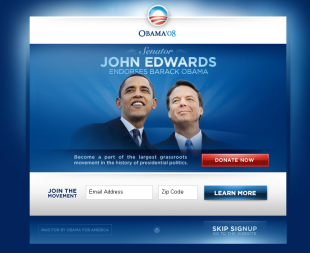 A web de Barack Obama abre este xoves coa s&uacute;a foto &aacute; beira de John Edwards
