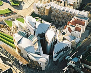 Vista a&eacute;rea do parlamento escoc&eacute;s