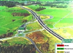 Imaxe a&eacute;rea da sa&iacute;da de Silleda na AP-53