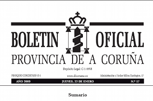 Cabeceira da edici&oacute;n dixital do BOP da Coru&ntilde;a deste xoves