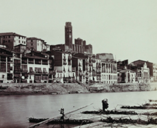 R. Napper: Lleida, vista desde o r&iacute;o Segre, c. 1863