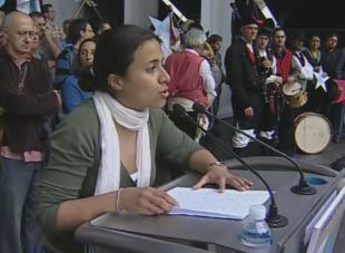 Iria Aboi, actual secretaria xeral, pres&eacute;ntase por Alternativa Xuvenil pola Unidade