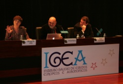 Margarita Ledo, Ant&oacute;n Reixa e Anxo Quintana na clausura de Ecolingua