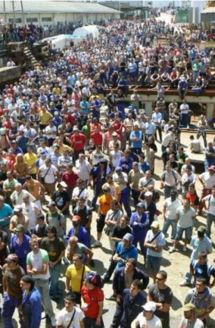 Unha imaxe das mobilizaci&oacute;ns desta quinta feira / CIG