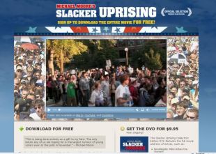 Detalle da web onde se pode visionar o &uacute;ltimo filme de Moore