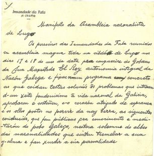 Primeira p&aacute;xina do manifesto. Preme para ampliar