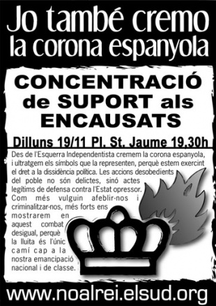 Cartaz que chamaba &aacute; concentraci&oacute;n &aacute; porta dos xulgados, en apoio aos dous acusados