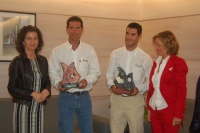 Os regatistas, durante a recepci&oacute;n