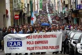 Imaxe dunha das manifestaci&oacute;ns contra a privatizaci&oacute;n de Izar / Imaxe: Ceivar