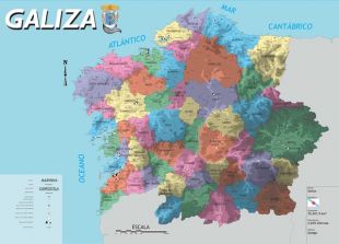 Mapa comarcal de Galiza / Imaxe: N&Oacute;S-UP (clique para ampliar)