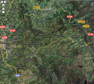 &Aacute;rea onde se sit&uacute;a o encoro de Edrada (pique para ampliar)