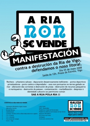 "A R&iacute;a non se Vende", manifestaci&oacute;n o domingo 25 &aacute;s 12h en Vigo